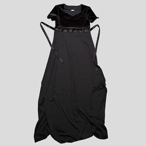 Vintage Full Length Black Dress with Velvet Top